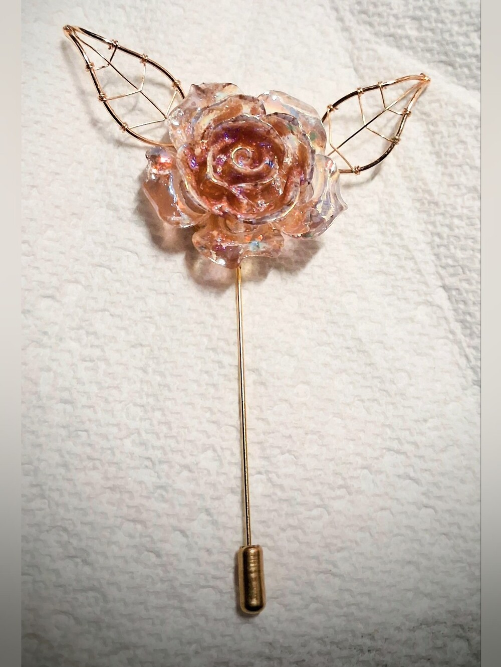 Gold-Tone Rose Stick Pin Brooch – Women Jewelry